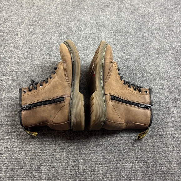 DR MARTENS Kids Brown Leather Delaney Lace Up Side Zip Boot size: 3 - Picture 6 of 8